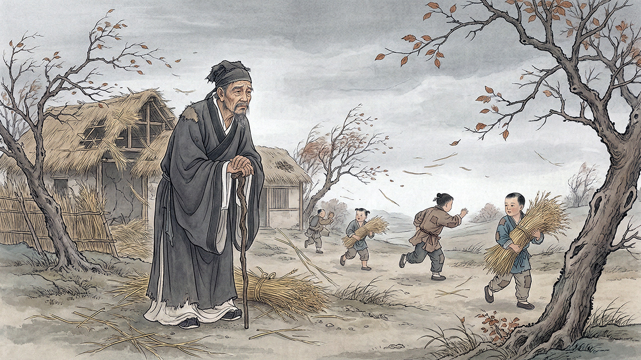 南村群童欺我老无力 工笔画